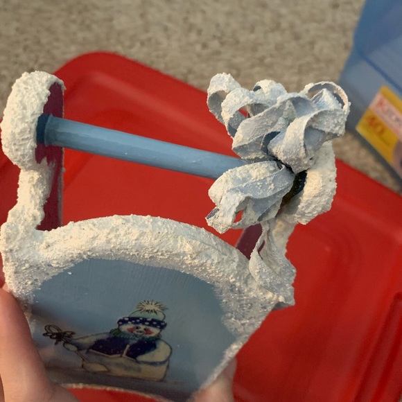 Handmade / hand painted snowman sled - Picture 2 of 4